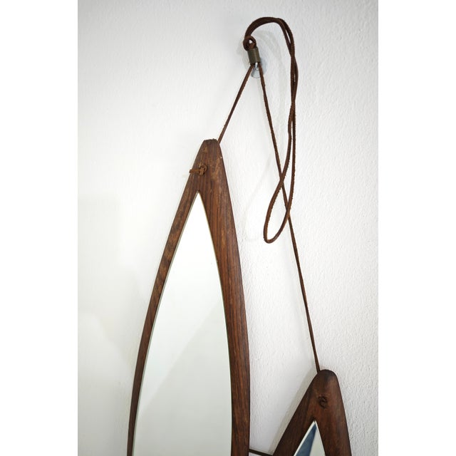 Glass Mid-Century Modern Italian Oval Wooden Wall Mirror, 1970 For Sale - Image 7 of 12