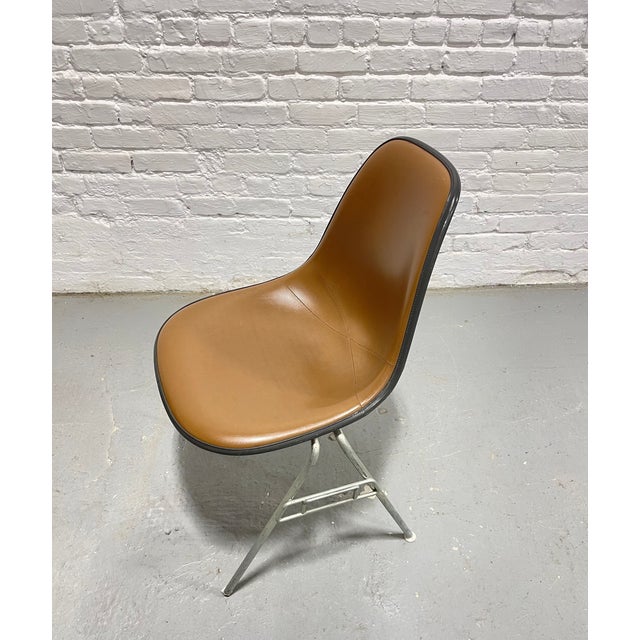 Vintage Herman Miller Eames Upholstered Fiberglass Shell Chair – Stacking Wire Base, C. 1950's For Sale - Image 9 of 12