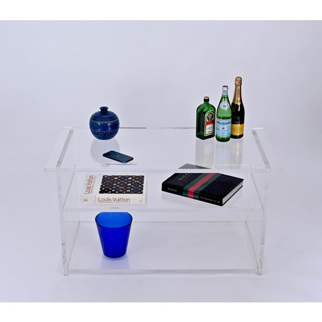 Clear Acrylic Glass Three Tier Coffee Table, Italy, 1980s For Sale - Image 4 of 14
