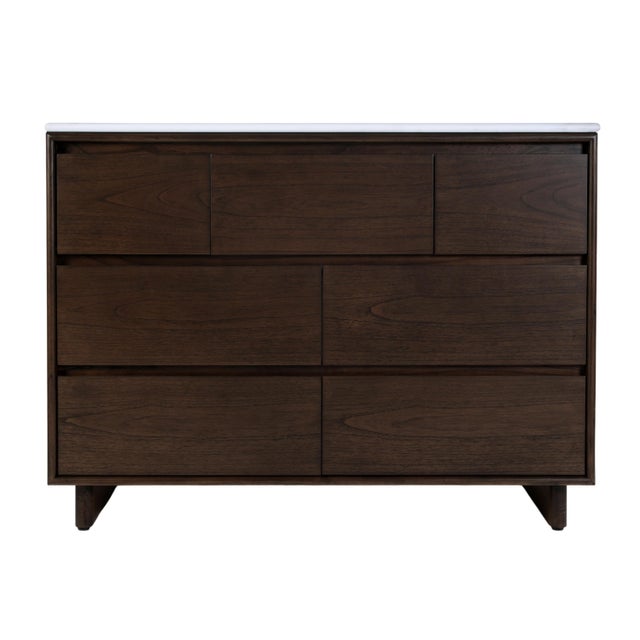 Wood Halmstad 48 in. W Rectangular Wood Single Sink 6 Drawer Bathroom Vanity Set, Walnut For Sale - Image 7 of 11