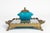 Gilded bronze and turquoise enameled earthenware inkstand by theodore deck from the napoleon iii period, 19th century....