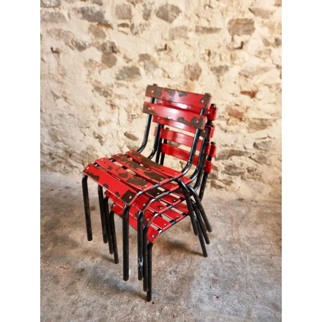 Vintage French Metal Bistro Chairs, 1970s, Set of 8 For Sale - Image 15 of 18