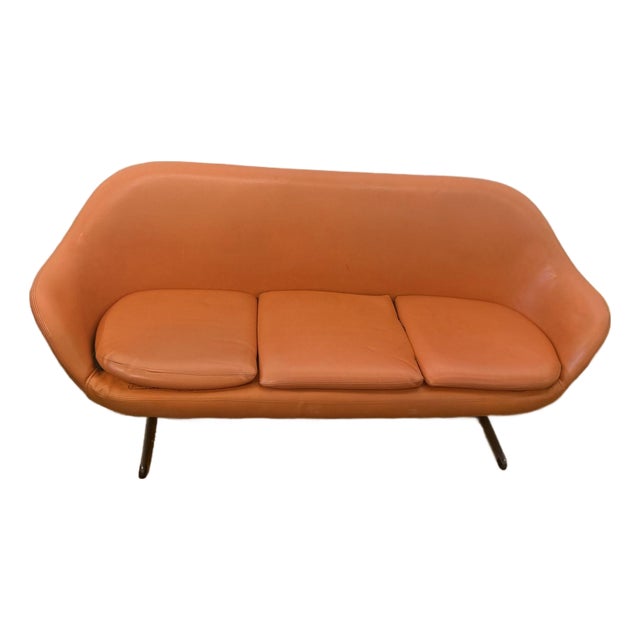 Vintage Swedish Overman Pod Sofa, Orange Vinyl, 1960s-70s For Sale