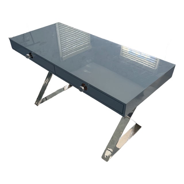 Jonathan Adler Channing Lacquered Desk—Blue For Sale