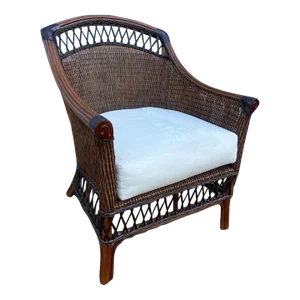Vintage Boho Chic Rattan Armchair