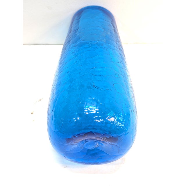 Glass Blenko Persian Blue Crackle Glass Vase For Sale - Image 7 of 8