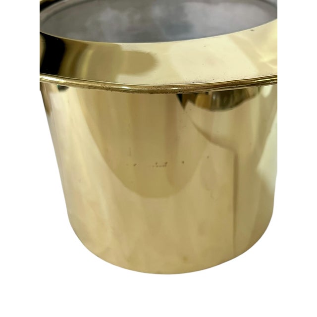 Mid 20th Century Vintage French Brass Art Deco Style Brass Finish Top Hat Ice Champagne Bucket Cooler For Sale - Image 5 of 18