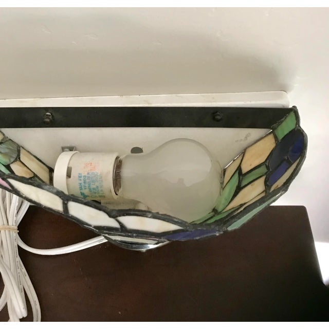Vintage Floral Multicolor Stained Glass Wall Sconce For Sale In San Diego - Image 6 of 11