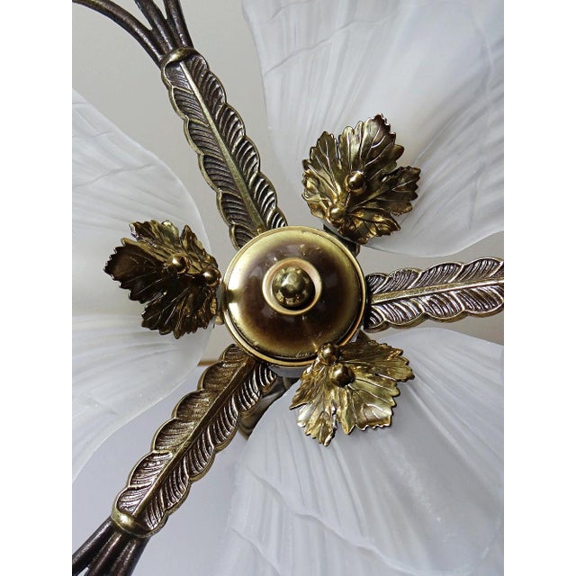 Vintage Hollywood Regency Art Deco Style Bronze Seashell Chandelier from Mariner, 1980s-1990s For Sale - Image 13 of 16