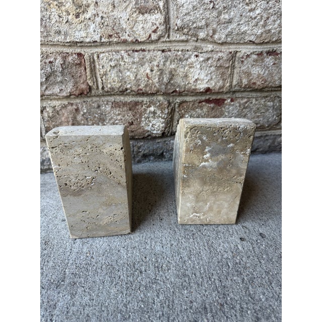 Tan Pair of Vintage Travertine Bookends For Sale - Image 8 of 18