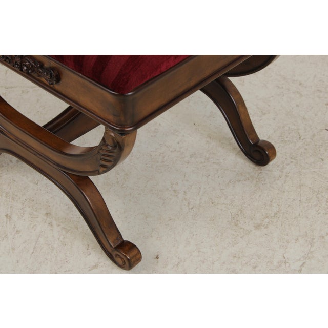 Pair of Mahogany French Style Upholstered Footstools For Sale - Image 10 of 13
