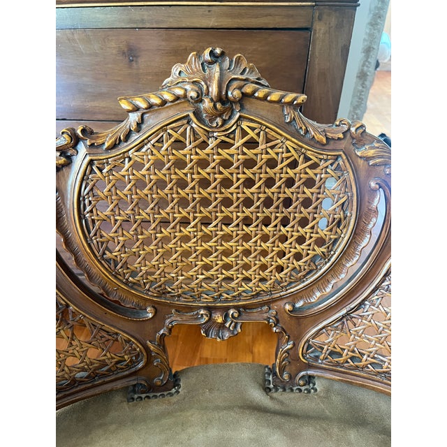 Rococo Imported Italian Walnut Settee With Caned Back, 19th Century For Sale - Image 3 of 7