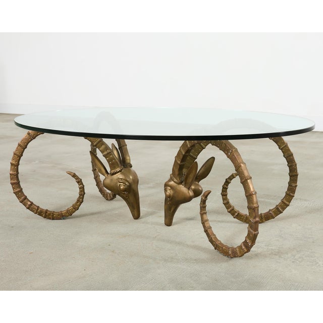 Mid 20th Century Brass Lbex Rams Head Cocktail Table After Alain Chervet For Sale - Image 5 of 17