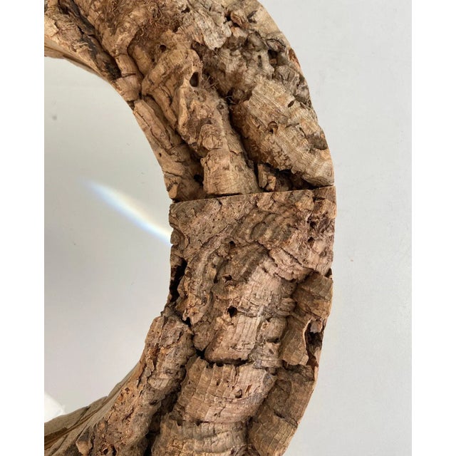 Brown Circa 1970 French Cork and Wood Mirror For Sale - Image 8 of 13