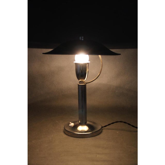 Art Deco Nickel Table Lamp, Czech, 1930s For Sale - Image 11 of 12