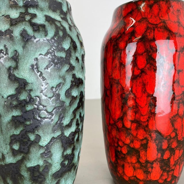 Super Color Crusty Fat Lava Vases from Scheurich, Germany, 1970s, Set of 2 For Sale - Image 16 of 18