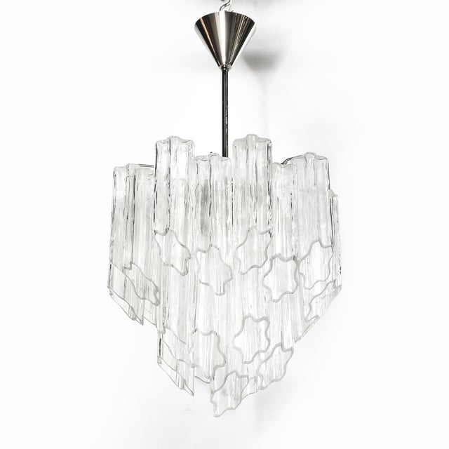 Mid-Century Modernist Hand-Blown Murano Angular Tronchi Glass Chandelier For Sale - Image 17 of 18