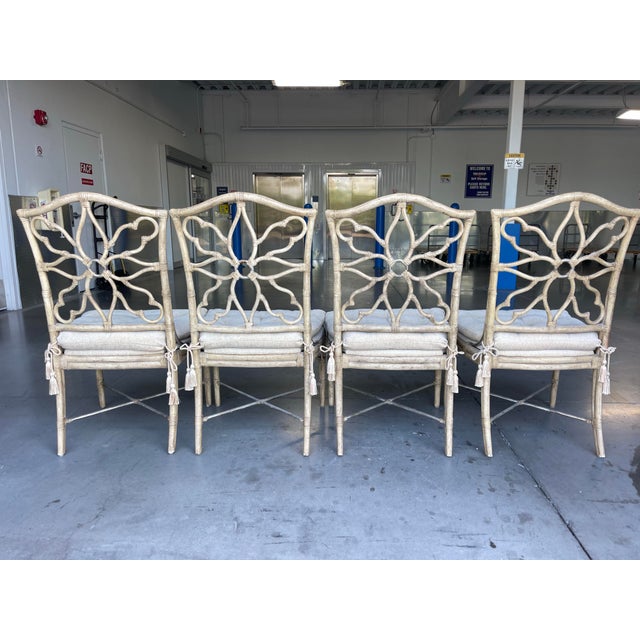 Ferguson Copeland Pavillion Dining Chairs, Set of Six, Fretwork Rattan, Target Back, Vintage For Sale - Image 9 of 12