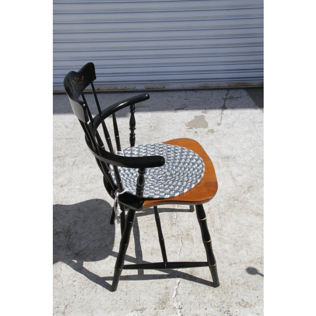 Early 20th Century Nichols and Stone Black Lacquered Hand Painted Windsor Chair For Sale - Image 10 of 12