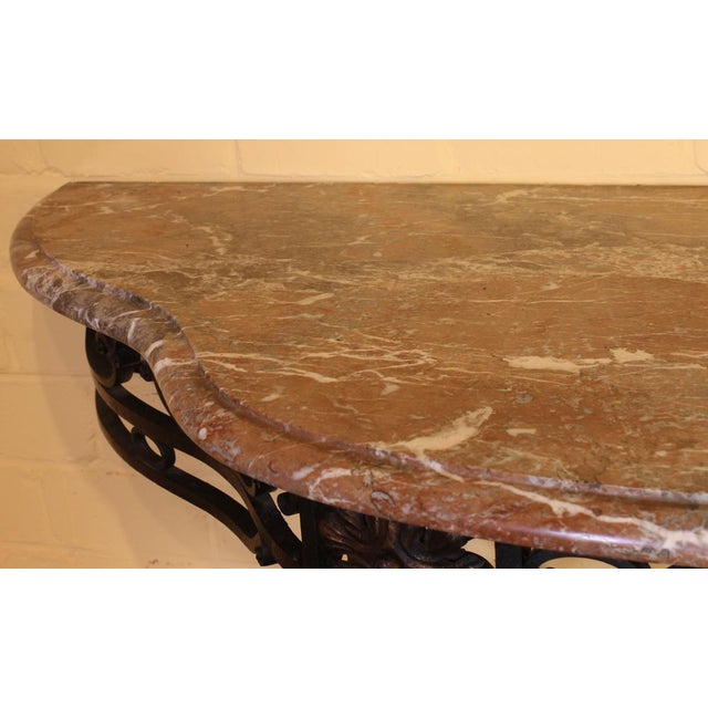 Large 19th Century Console in Wrought Iron and Marble For Sale - Image 5 of 17