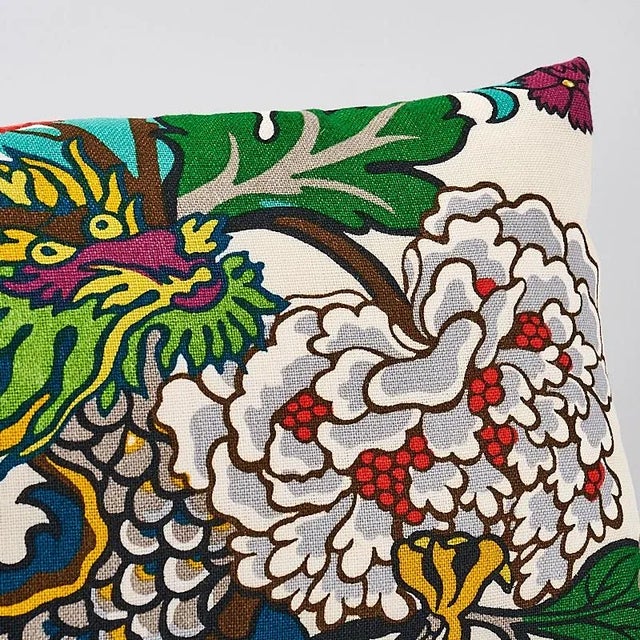 Schumacher Schumacher Chiang Mai Dragon Pillow in Alabaster For Sale - Image 4 of 5