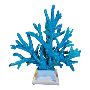 21st Century Capodimonte Turquoise Ceramic Coral Sculpture Palm Beach