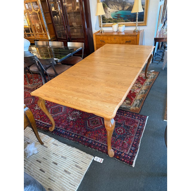 Queen Anne Extension Dining Room Extension Table + Six Dining Chairs Set For Sale - Image 15 of 15