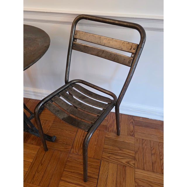 Vintage French Industrial Bistro Table & Chairs For Sale - Image 11 of 13