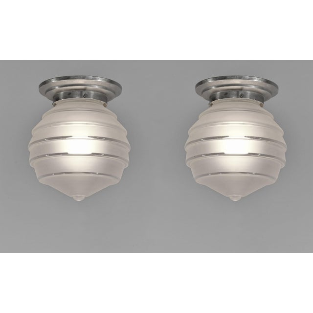 Metal French Art Deco Flush Mount 1930s France - 2 Available For Sale - Image 7 of 10