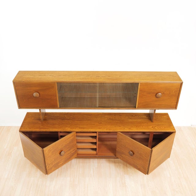 Wood Large Mid Century Credenza and Hutch For Sale - Image 7 of 15