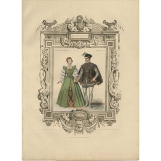Court Costume Royal Couple, 1847, Lithograph For Sale