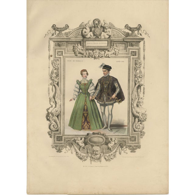 Court Costume Royal Couple, 1847, Lithograph For Sale