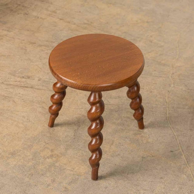 1950s 1950s Short French Wood Tripod Stool For Sale - Image 5 of 9