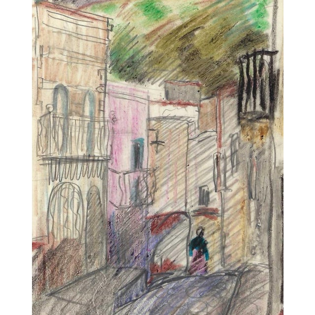 Grace Spongberg (American, 1906-1992) "Guanajuato" oil pastel on paper, estate stamp on reverse. Grace Spongberg grew up...