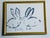 Abstract acrylic sketch on canvas board Fluffy Balls from the Moon Series by Elia framed in a gold tone frame.
