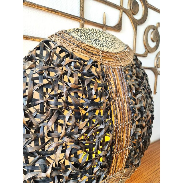 Vintage Boho Chiq Xl Rattan Table Lamp in Braided Rope, 1970s For Sale - Image 3 of 5