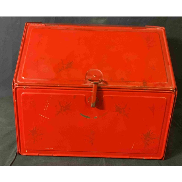 Vintage Red Metal Bread Box Chairish