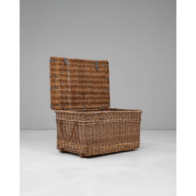 Wood Mid 20th Century French Wicker Trunk For Sale - Image 7 of 18