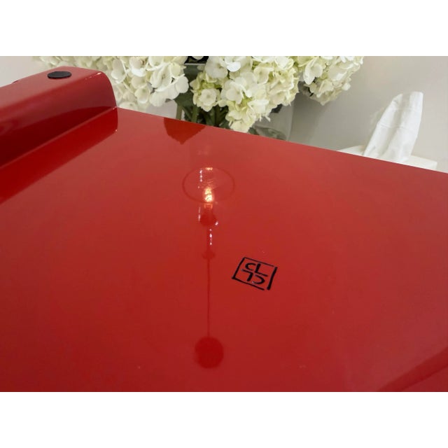 Christian Liaigre Tray Hugo A68-362 13.75” wide x 8.25” deep Rouge Lacquer, high gloss
