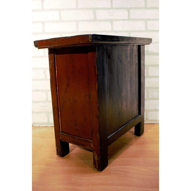 Antique Red Lacquer Kang Storage Cabinet Box For Sale - Image 9 of 13