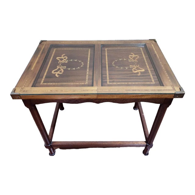 1920s Edwardian Inlaid Mahogany Accent Table For Sale