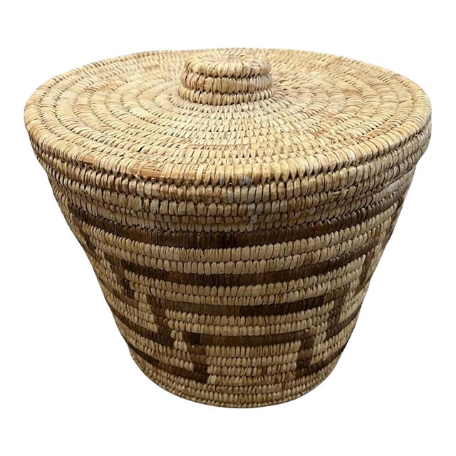 1930s Papago Lidded Basket For Sale
