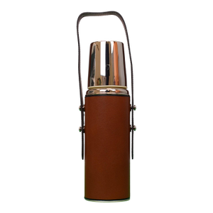 Abercrombie & Fitch Leather Lined Thermos Bottle W/ Strap (Nwot)
