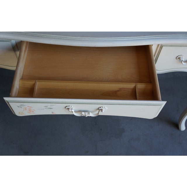 French Provincial Ethan Allen Hand Painted Country French Writing Desk For Sale - Image 3 of 11