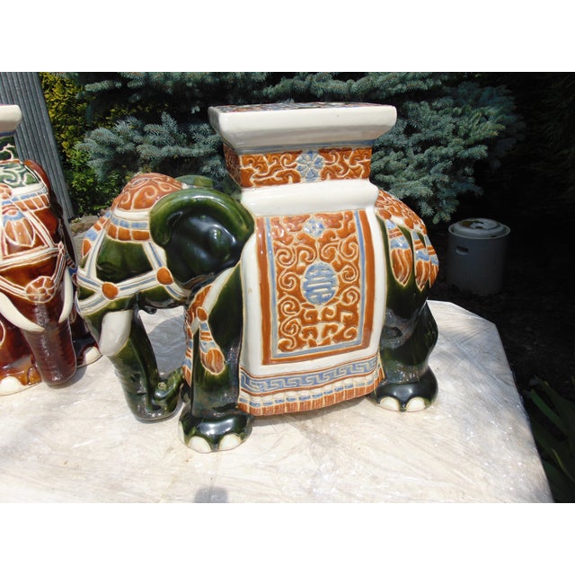 Mid-Century Modern Vintage Ceramic Elephant Flower Beds, Set of 2 For Sale - Image 3 of 11