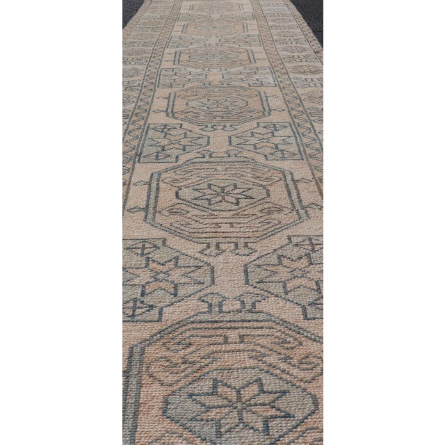 Early 20th Century Vintage Turkish Oushak Runner With Pastel Colors 2'6 X 11'2 For Sale - Image 5 of 10