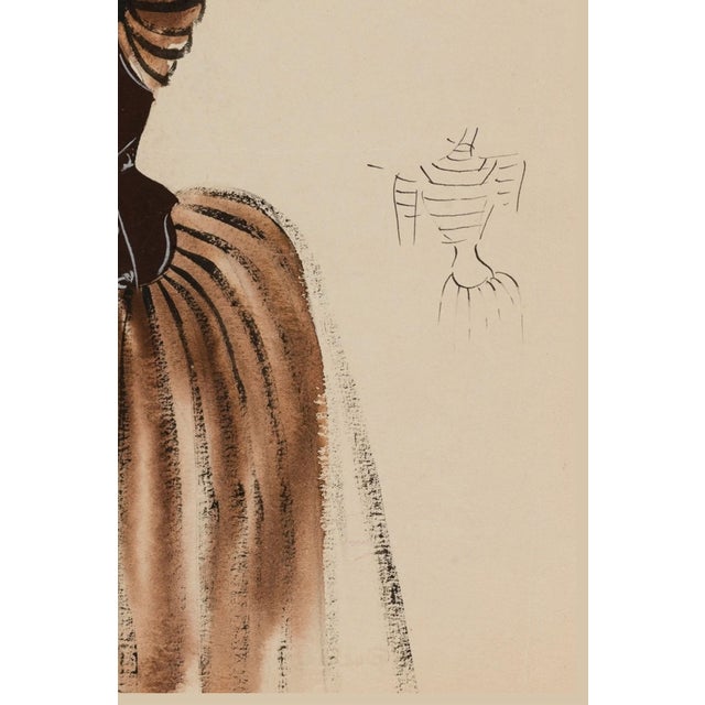 Brown Vintage Fashion Art Print – French Fashion Illustration, 18" X 24" For Sale - Image 8 of 9