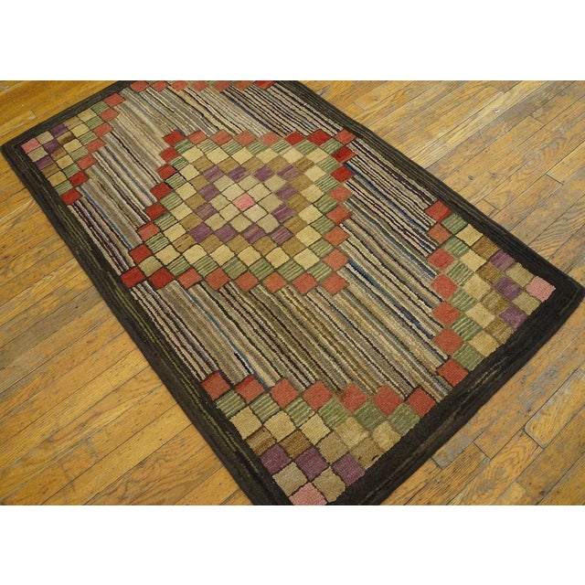 Antique American hooked rug, measures: 3'0" x 5'0". General Rug Type: North & South American Specific Rug Type: American...