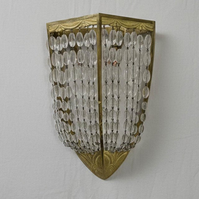 Antique French Art Deco Crystal and Gilded Bronze Wall Lamps, 1920s, Set of 4 For Sale - Image 6 of 13