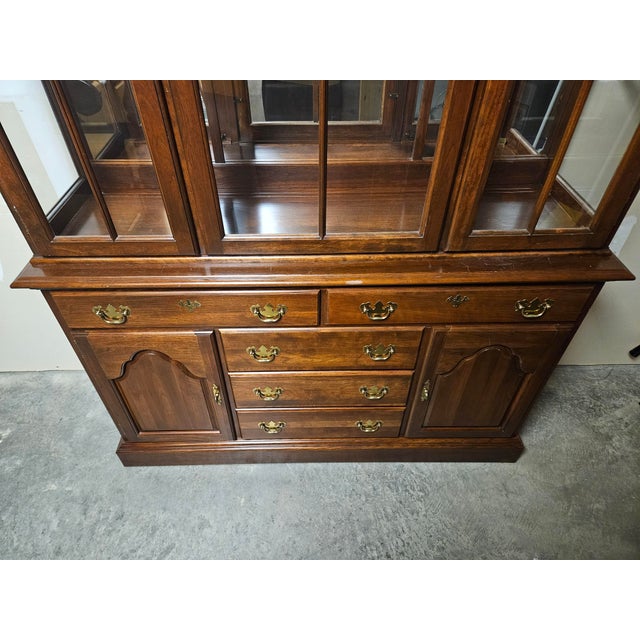Wood 1980s Americana Cherry Buffet and Hutch For Sale - Image 7 of 8